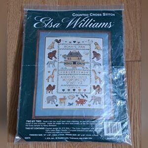 Elsa Williams Two By Two Noah's Ark Sampler Counted Cross Stitch-Started